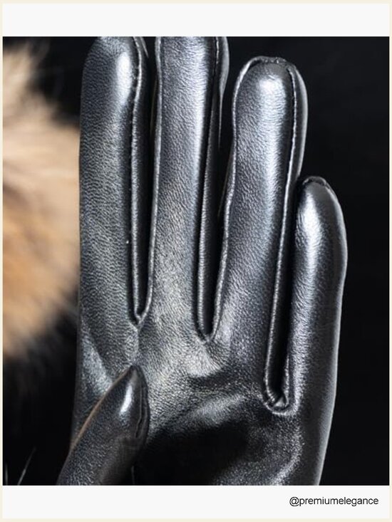 Luxury Winter Set - Lambskin Leather Gloves with Fox Fur Cuffs & Knitted Beanie main image 5